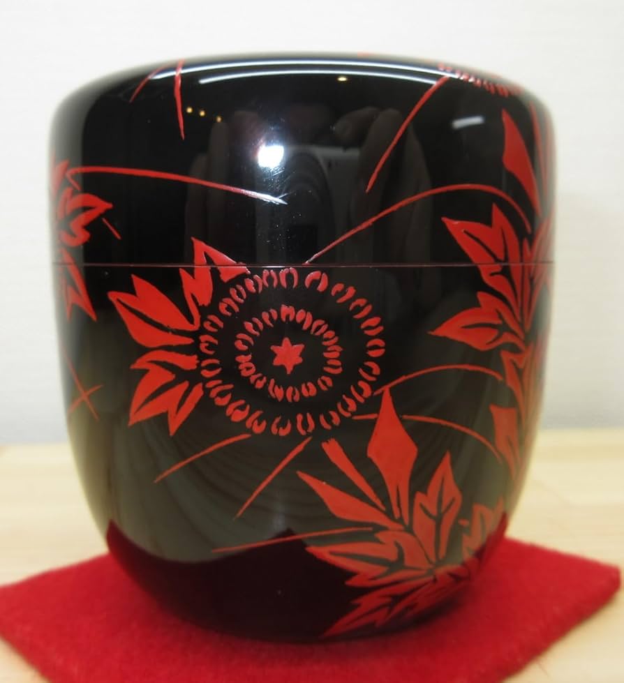 Amazon｜【逢絢亭】茶道具 棗 大棗 山中塗 朱絵 菊蒔絵 内金塗